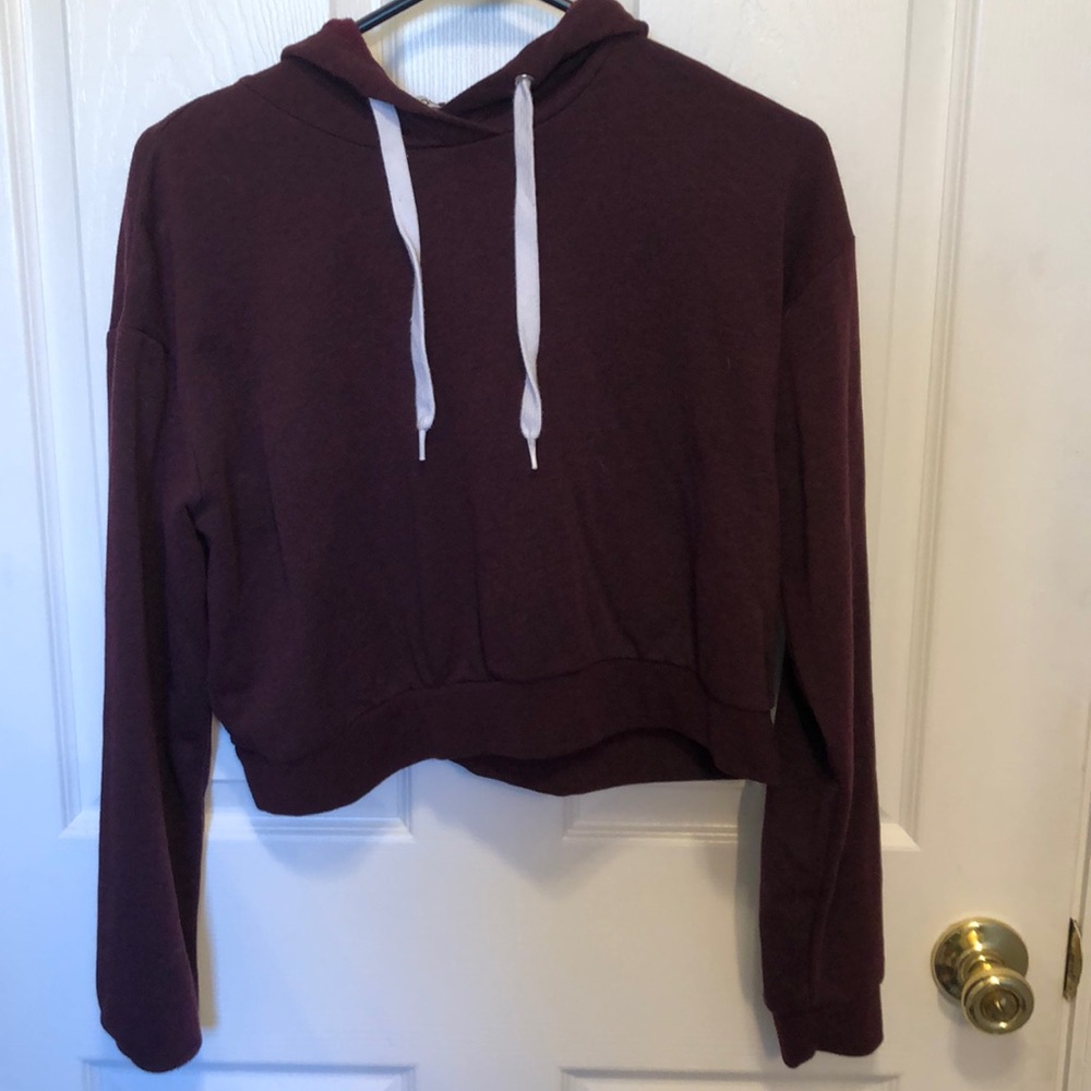 H&M Maroon Cropped Sweatshirt